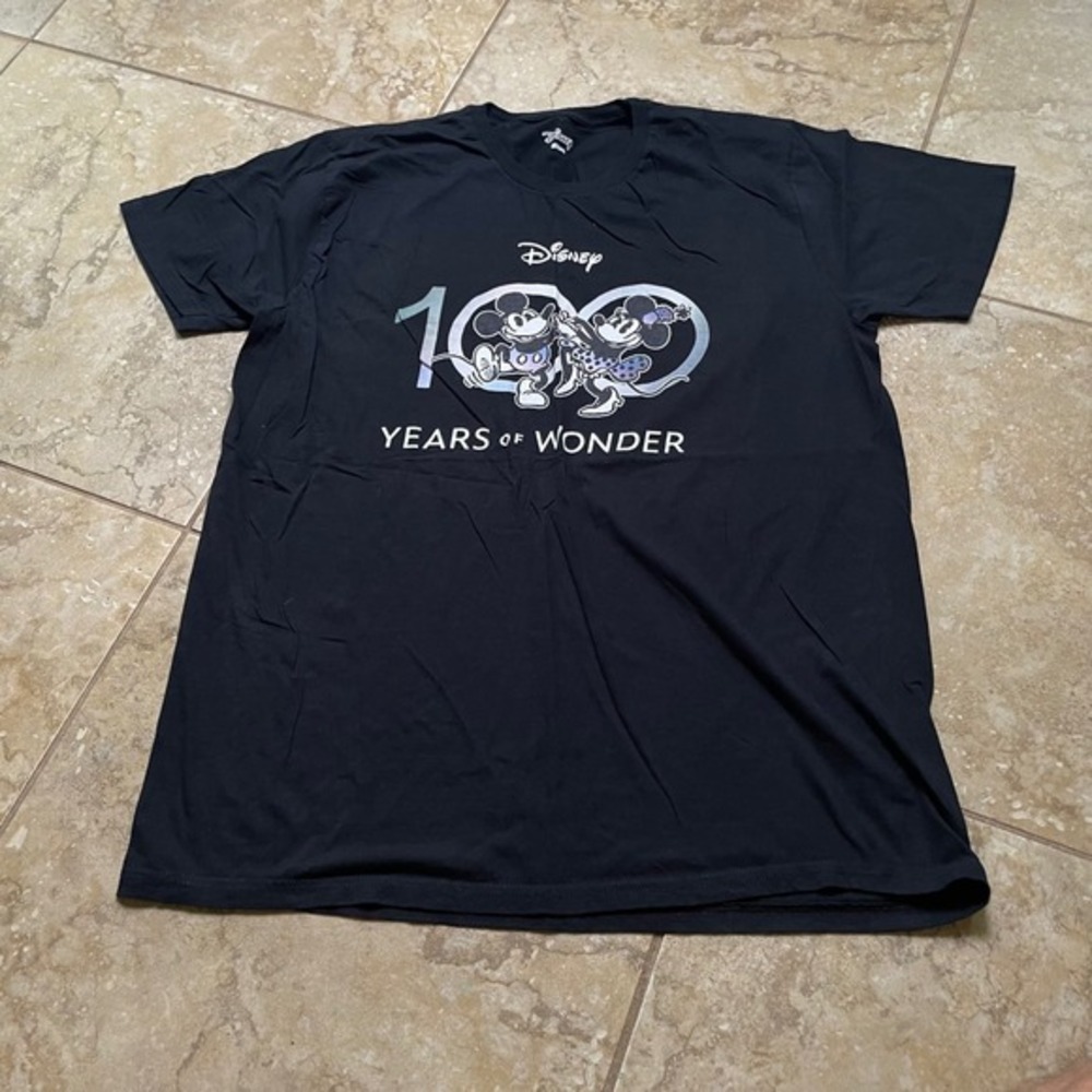 Disney 100 Years‎ of Wonder T-Shirt Mickey Minnie Mouse Black